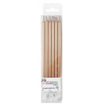 Alpen Slim Candles with Holders 120mm (12pk) - Rose Gold - $30.41