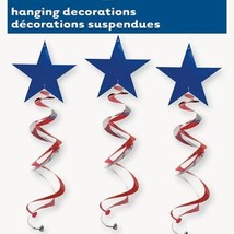Patriotic 3 ct Hanging Swirl Decorations Stars - £6.10 GBP