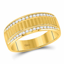Authenticity Guarantee 
14kt Yellow Gold Mens Round Diamond Double Row Matte ... - £915.39 GBP
