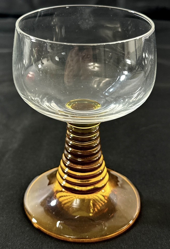 Vintage Amber Beehive Stemmed Wine Goblet Glass 4 Oz 4” Tall - $4.48