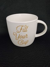 Starbucks 2016 Fill Your Cup White Ceramic Coffee Mug 16.9 oz Gold Metallic - £10.99 GBP