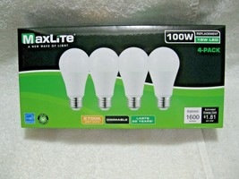 4 MAX-LITE&quot;A New Wave Of Light&quot; 2700K-Dimmable 100 Watt LED Replacement Uses 15W - £15.69 GBP