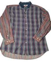 Gitano 80s Plaid Striped Men&#39;s Button Down Shirt Size XL Vintage Grunge ... - £14.64 GBP