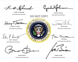 Presidential Seal With Signatures Of The Last 8 Democratic Presidents 8X10 Photo - £6.68 GBP
