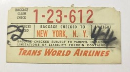 Vintage TWA Airlines Baggage Claim Ticket 1961 London New York PB202/8 - £18.35 GBP