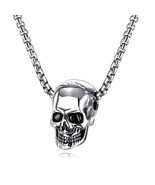 Gothic Skull Pendant Necklace with Stainless Steel Chain, Classic Rider ... - $8.99