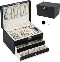 Jewelry Organizer Box for Women Girl Wife Large PU Leather Earring Organizer Hol - £41.27 GBP