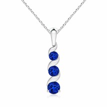 ANGARA Natural Sapphire 3 Stone Journey Pendant Necklace in Silver (4mm) - £204.99 GBP+