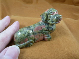(Y-DOG-DA-717) green DACHSHUND weiner dog hotdog FIGURINE carving I love... - $17.53