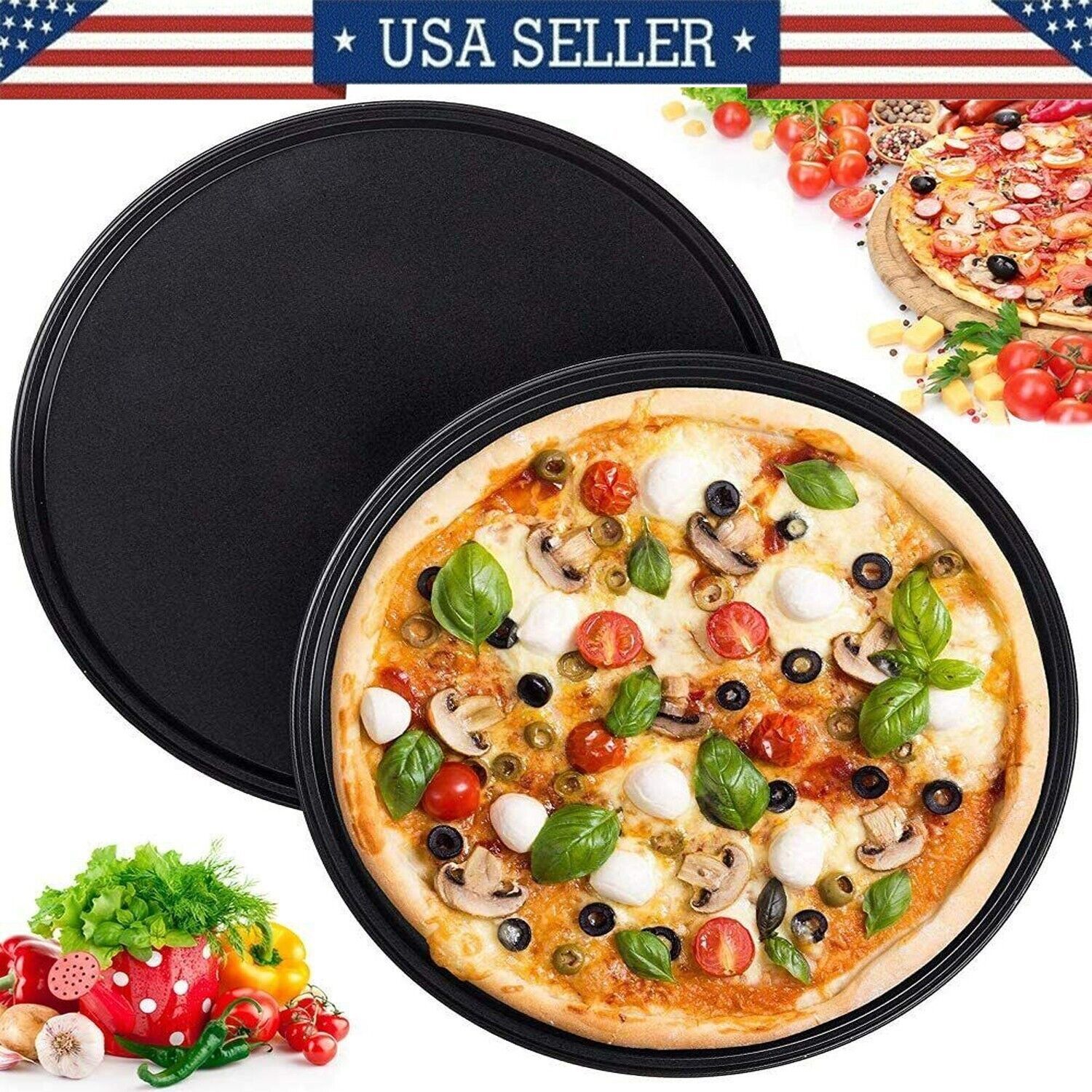 Primary image for Non Stick Baking Tools Oven Bakeware Round Pizza Pan Plate Deep Dish Tray Mold