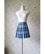 Light Blue Plaid Skirt Women Girl Pleated Plaid Skirt Outfit Mini Plaid ... - €25,00 EUR