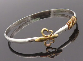 925 Sterling Silver Vintage Bracelet Gold Plated Fleur-De-Lis Bangle  BT... - £63.73 GBP