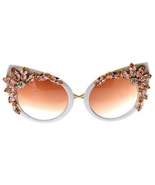 Floral Fashion Rhinestone High Fashion Cat Eye Woman Sunglasses - £18.68 GBP