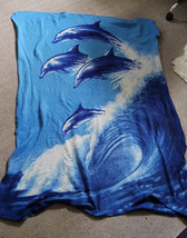 Dolphin Blanket Throw Blue 46&quot;x70&quot; Cuddly Warm Winter Fall TV Night Decorative - $19.99