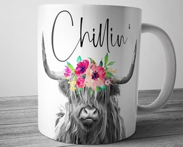 Funny Cow Mug Chillin&#39;, Cow Coffee Mug, Farm Animal Mugs, Cow Gifts For ... - £13.36 GBP