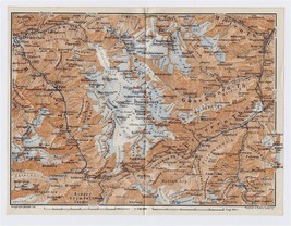 1911 Antique Map Guttannen Innertkirchen Diechterhorn Urner Alps Switzerland - £16.87 GBP