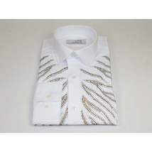 Men CEREMONIA Turkey Shirt 100% Cotton Fancy Rhine Stone #Roma 13 White Slim Fit image 8