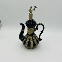 Antique Chinese Blue Cobalt Ornate Brass Design Teapot Porcelain - $1,576.94 MXN