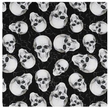 David Textiles, 100% Cotton Fabric, 1 Yard Precut, Halloween, Scary, Skull, Blac - £7.03 GBP