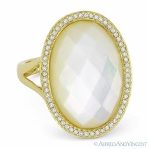 Checkerboard Mother-of-Pearl &amp; 0.20 ct Diamond Cocktail Ring in 14k Yellow Gold - £616.05 GBP