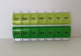 Pill Dispenser Weekly 7-Day Organizer 2 Times-A-Day Lg Push Button Compartments - £7.56 GBP