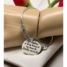 Silver Tone Bracelet Teacher Gift It Takes A Big Heart To Teach Little Minds - £10.45 GBP