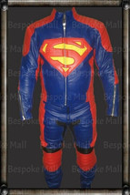New Men&#39;s Of Steel Superman Two Piece Real Cowhide Leather Suit Safety Pads-52 - £319.33 GBP