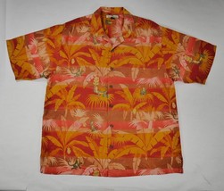 Tommy Bahama Monkeys Bananas Tropical Silk Aloha Shirt Red Orange Mens Large EUC - £37.36 GBP