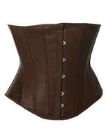 New Brown Leather Underbust Corset Full Steel Boned Spiral Basque Lacing... - £40.03 GBP+