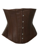 New Brown Leather Underbust Corset Full Steel Boned Spiral Basque Lacing... - $50.91+