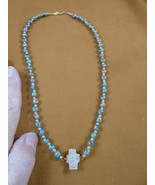 CR509-5 Fairy Stone CHRISTIAN CROSS Lucky Crystal 18&quot; robin egg blue nec... - $50.99