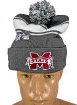 UGP Campus Apparel Mississippi State Grey White Striped Winter Pom Beani... - $323.57 MXN