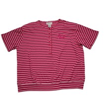 Lindsey Blake Shirt Womens PM Pink Pinstriped Chest Button Short Sleeve Top - £20.22 GBP