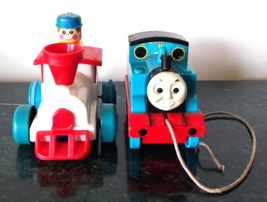 2 Vintage TOMY Trains - Push &#39;N Go 1997 and Thomas the Tank Engine Pull ... - £9.33 GBP