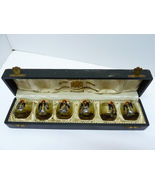 Fine Set 6 Antique Art Nouveau Enamel Glasses German Monks by EDUARD RAU... - £785.26 GBP