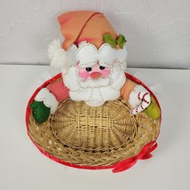 Vintage Christmas Santa Hamper Basket Decorative Wicker Organizing Food ... - £21.23 GBP