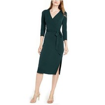 INC Womens XL Hunter Forest Green V Neck Tie Waist Knee Length Dress NWT Y58 - £32.97 GBP