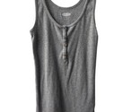 Old Navy Tank Top Womans Size M Gray Scoop Henley Button Up - $8.21