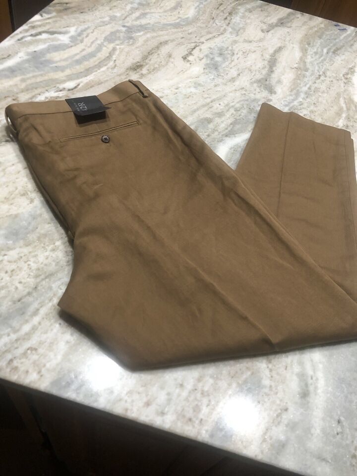 Banana Republic-Tailored Slim Fit 42 Regular Brown Pants-Made In Turkey-Italian.