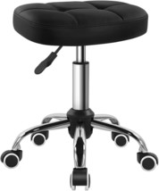 Black Minimalist Swivel Stool with Wheel Perfect for Work SPA Shop Massage  - $57.37