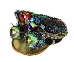 Fashion Forces Rainbow Sequin Peaked Cap and Goggles Adult Halloween Costume Hat - £30.55 GBP