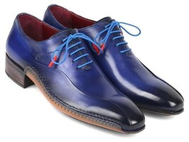 Paul Parkman Mens Shoes Oxfords Blue Leather Hand-Sewn Handmade 018-BLU - £353.18 GBP