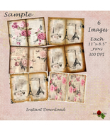 Junk Journal Printable Ephemera Paris Script Flowers Instant Download Sc... - £4.67 GBP