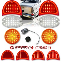 57 Chevy Bel Air Sequential LED Tail / Back Up / Park Light Lenses &amp; Fla... - £165.89 GBP