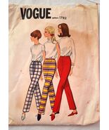 VOGUE PATTERN 1782 Vtg 60s Straight Leg Pants Waist 28 Hips 38 - $10.00