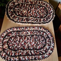 TWO Vintage Multicolor Homemade Scrap Fabric Rag Rugs Cottage Core 38x23... - $1,096.51 MXN