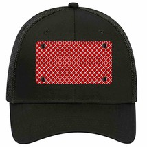 Red White Quatrefoil Novelty Black Mesh License Plate Hat - £23.16 GBP