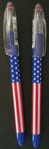 Patriotic Red White Blue USA Flag Pens 0.7 mm Fine Point Black 2/Pk - £2.70 GBP