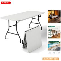 6ft Heavy Duty White Folding Table Portable Indoor Outdoor Picnic Party - $92.02