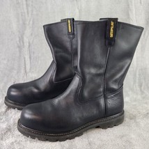 Caterpillar Boots Mens Size 12 Black Leather Mid Calf Safety Work Wear S... - £50.63 GBP